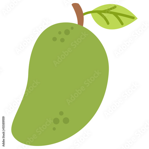 Illustration of green mango fruit in flat style