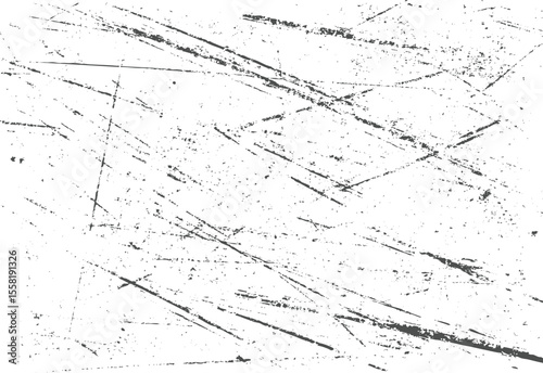 Grunge diagonal scratch texture with scattered distressed lines and rough erosion. Vector overlay background.