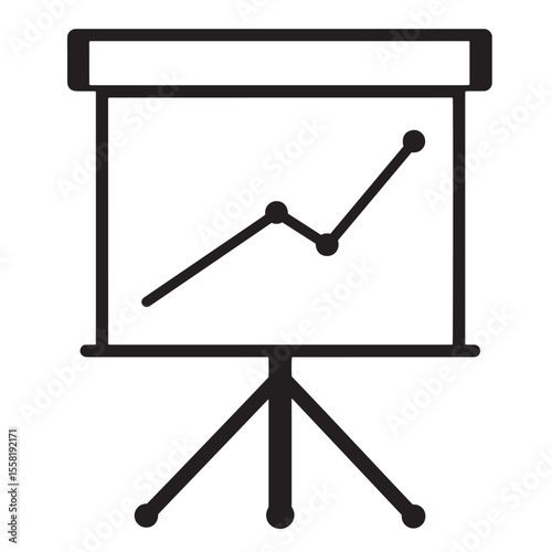 Simple presentation board icon depicting business chart with rising and falling trends