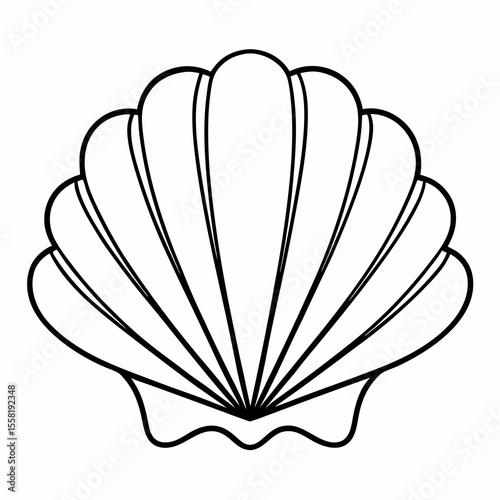 Seashell Outline Vector | Generative AI & Linocut Style Silhouette Design