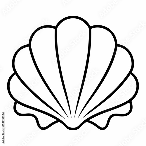 Seashell Outline Vector | Generative AI & Linocut Style Silhouette Design