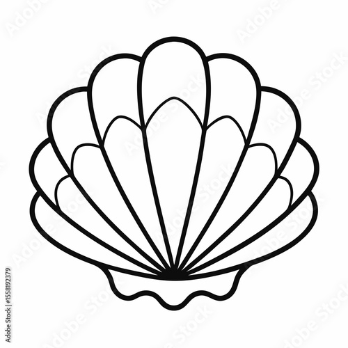 Seashell Outline Vector | Generative AI & Linocut Style Silhouette Design