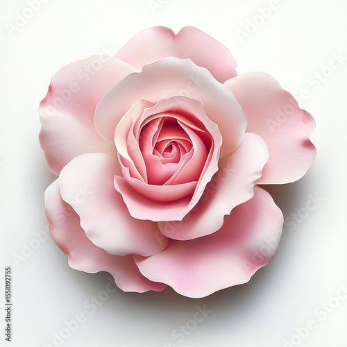 Pink rose blooming isolated white background