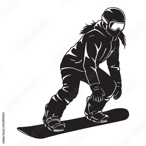 Vector illustration of a snowboarder in action during winter sports recreation