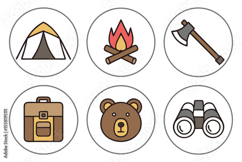 Camping & Outdoor Adventure Icons A Vector Set for Design Projects