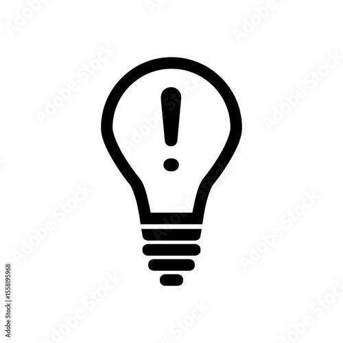 exclamation point light bulb solid fill vector icon