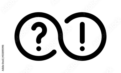 question mark and exclamation point outline infinity icon, social media problem and solution sign