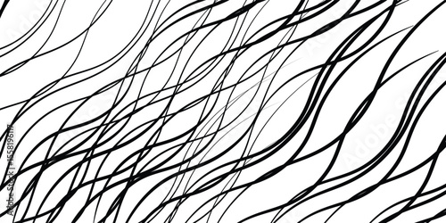 Curve wave seamless pattern. Thin line wavy abstract vector background. Curve wave seamless pattern. Line art striped graphic template modern arts