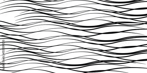 Curve wave seamless pattern. Thin line wavy abstract vector background. Curve wave seamless pattern. Line art striped graphic template modern arts