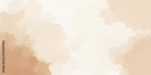Vintage bright brown sky with white clouds and sun, a textured cloudscape perfect for a grunge background