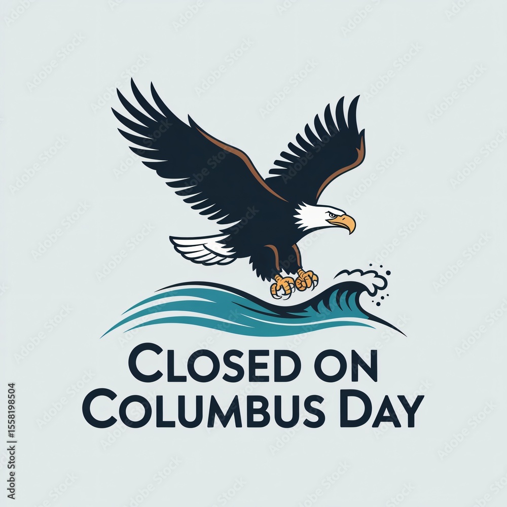 Obraz premium Closed On Columbus Day Eagle Logo