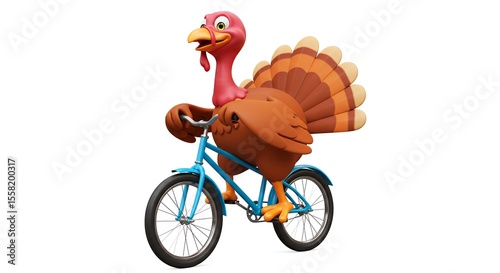 Turkey riding bicycle illustration