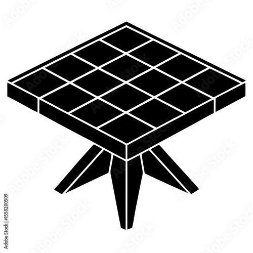Tiled Tabletop Icon Vector – Generative AI and Linocut Silhouette Design for Microstock