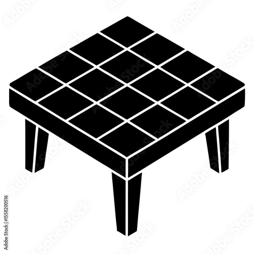 Tiled Tabletop Icon Vector – Generative AI and Linocut Silhouette Design for Microstock