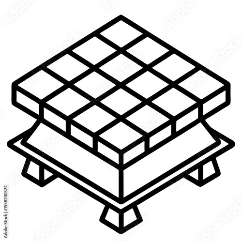 Tiled Tabletop Icon Vector – Generative AI and Linocut Silhouette Design for Microstock