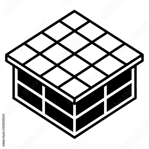 Tiled Tabletop Icon Vector – Generative AI and Linocut Silhouette Design for Microstock