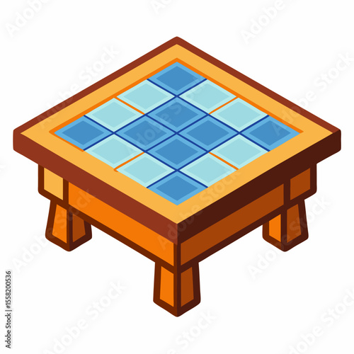 Tiled Tabletop Icon Vector – Generative AI and Linocut Silhouette Design for Microstock