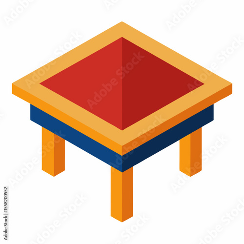 Tiled Tabletop Icon Vector – Generative AI and Linocut Silhouette Design for Microstock