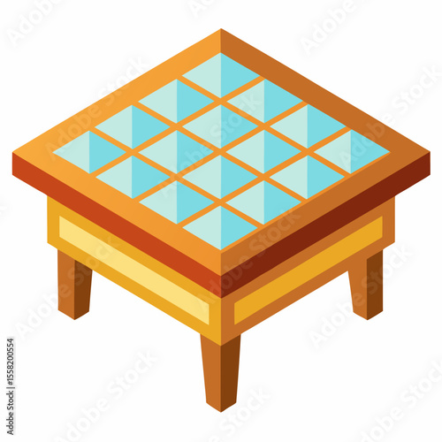 Tiled Tabletop Icon Vector – Generative AI and Linocut Silhouette Design for Microstock