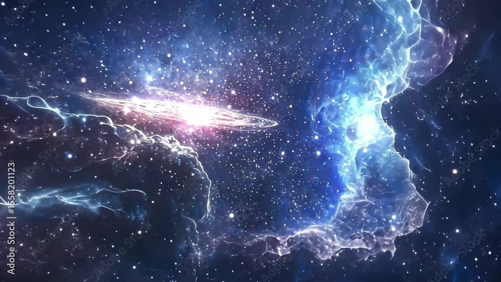 Endless expanse of distant galaxies and swirling nebulae in infinite outer space animation, Infinite outer space animated background with galaxies and stars