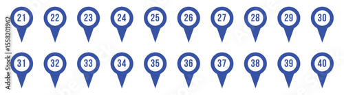 Set of Location pin icon with number set of Vector illustration in eps 10.