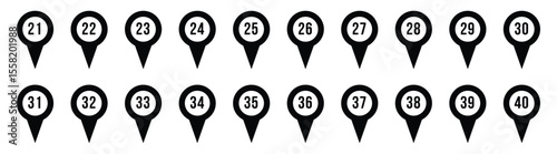 Set of Location pin icon with number set of Vector illustration in eps 10.
