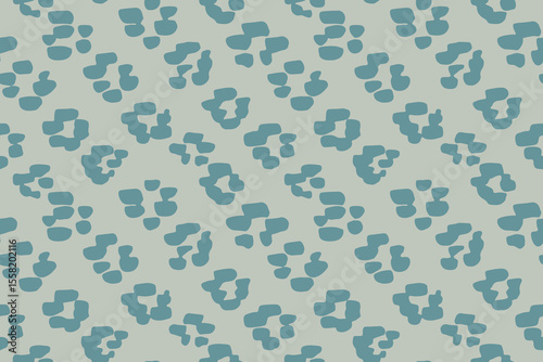 An impression of abstract flower block with painted brushstrokes forming a minimal diagonal design in colors of teal on gray background. Floral seamless vector pattern. Great for home decor, fabric.