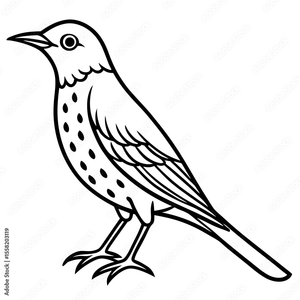 Fototapeta premium Minimalist Song Thrush Sketch