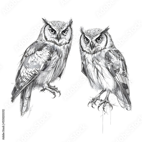 Cute cartoon owl vector art illustration on a white background