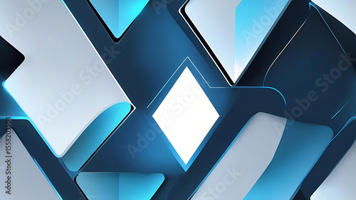 Abstract geometric glass pattern with blue tones