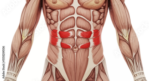 Detailed Illustration Of Human Muscle Anatomy Featuring Core Muscles And