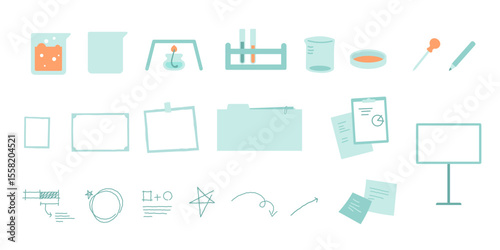hand drawn science chemistry laboratory tools vector set