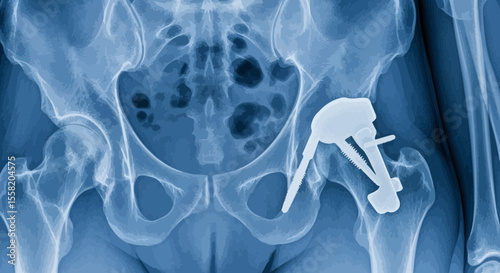 Postoperative Hip X Ray Showing Prosthetic Implant