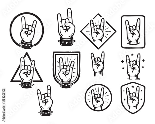 Rock Hand Symbol Collection vector set