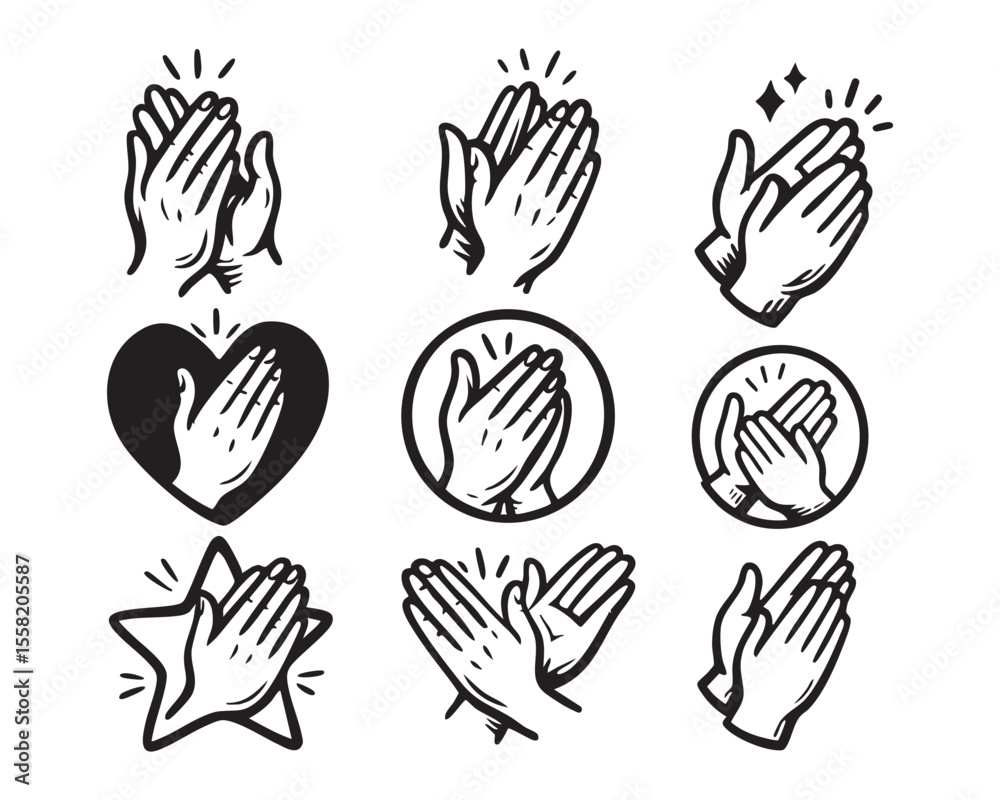 Fototapeta premium Clapping Hands Vector Icons