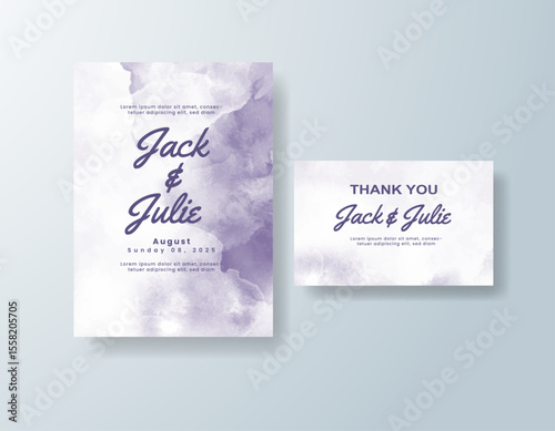 Wedding invitation with abstract watercolor background