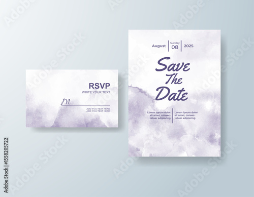 Wedding invitation with abstract watercolor background