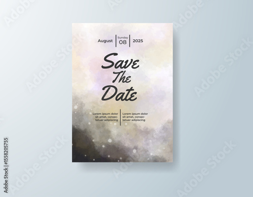 Wedding invitation with abstract watercolor background
