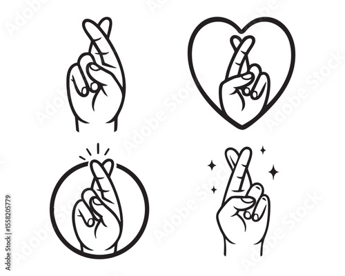 Crossed Fingers Hand Symbols