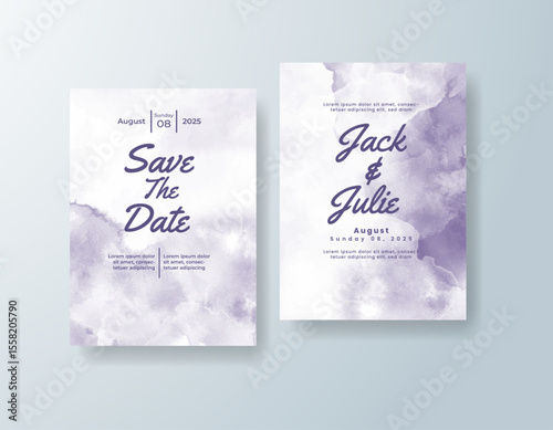 Wedding invitation with abstract watercolor background
