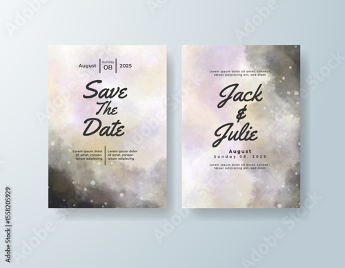 Wedding invitation with abstract watercolor background
