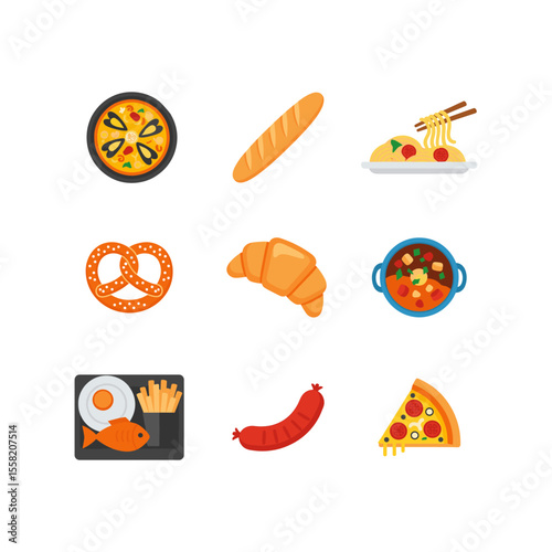 Delicious Food Icons for Menu and Restaurant