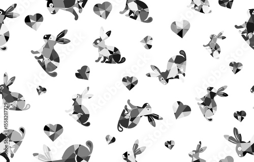 Playful rabbits in love whimsical pattern graphic design top view fun concept, seamless pattern
