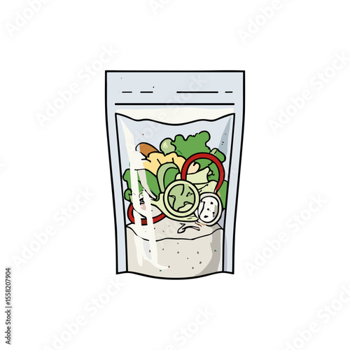 Prepackaged salad with fresh vegetables