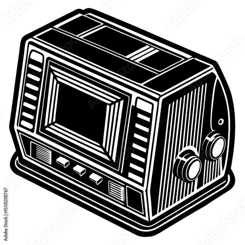 vector illustration of a black and white cube