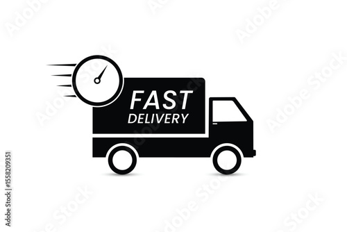 Fast shipping delivery truck with clock for apps and websites
