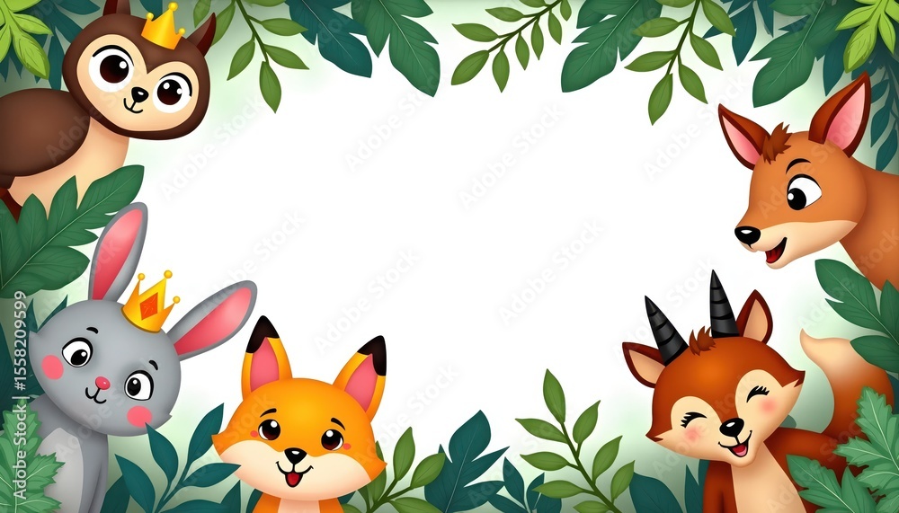 Fototapeta premium Animal illustration a frame rectangle