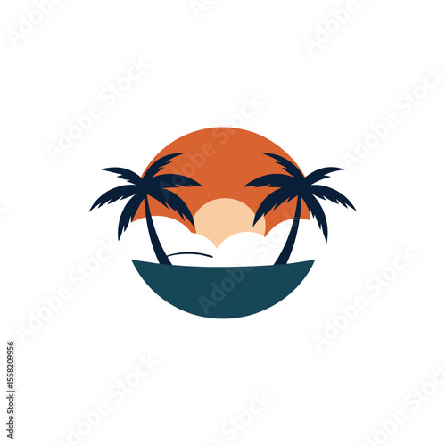sunset chill zone logo with hammock tied to palm