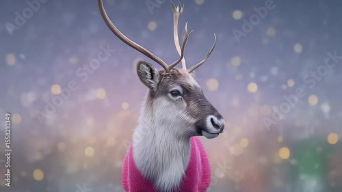Festive reindeer in a pink sweater