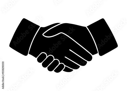 Handshake Icon Silhouette Isolated on White Background – Vector Illustration